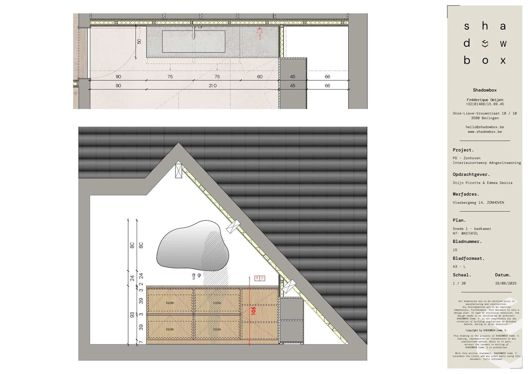 Badkamer. wastafelmeubel op maat